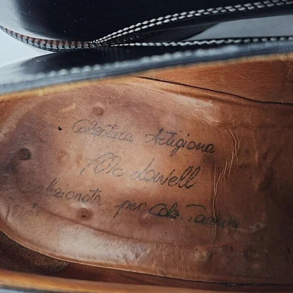 Vintage Italian McDowell Mens 9.5D /8.5UK Black Leather Dress Shoes Derby Oxford - Picture 11 of 12